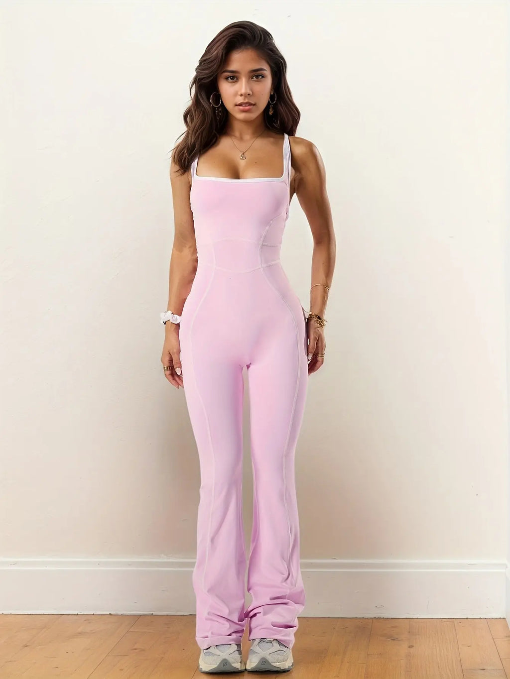 Women’s Sexy Sports Jumpsuit – Cross-Back Wide-Leg Fit for Yoga & Workouts NNOS