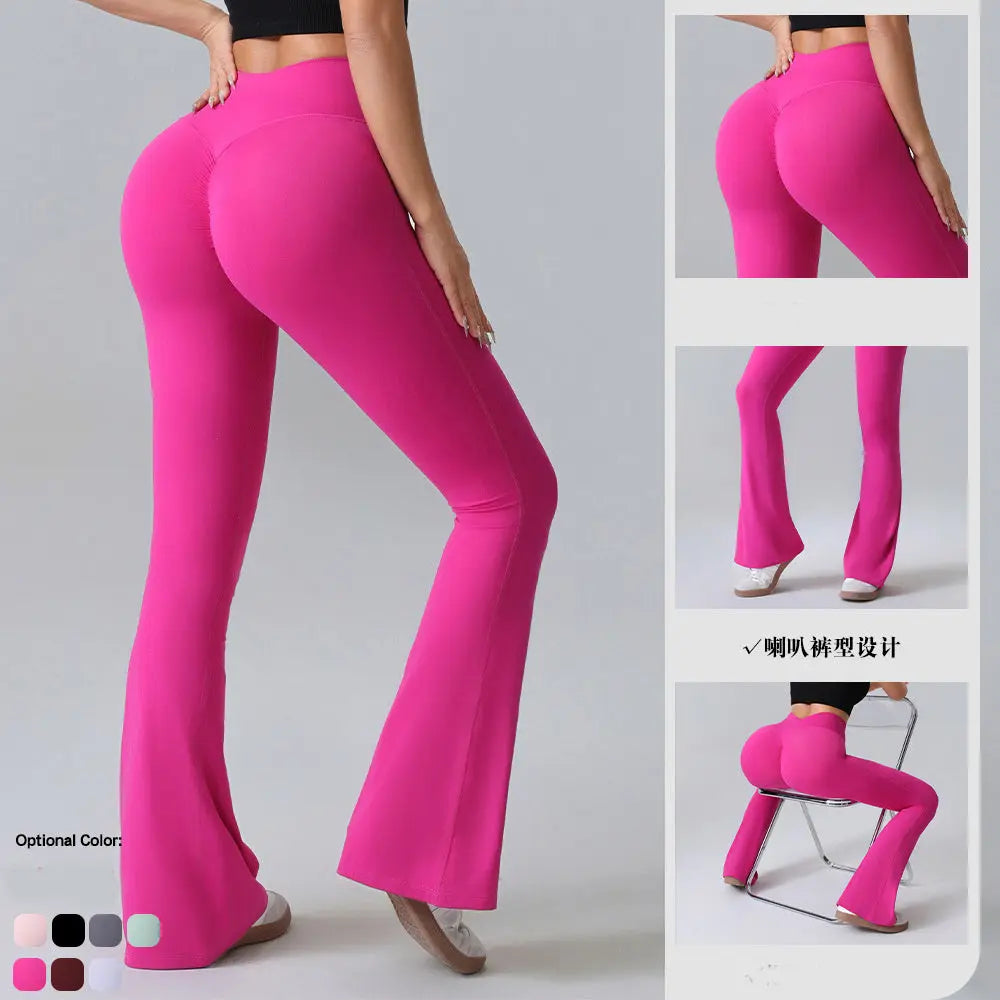 Hip-lift Yoga Flared Pants Fitness Sports Wide Leg High Waist Quick Dry Trousers Womens Clothing NNOS