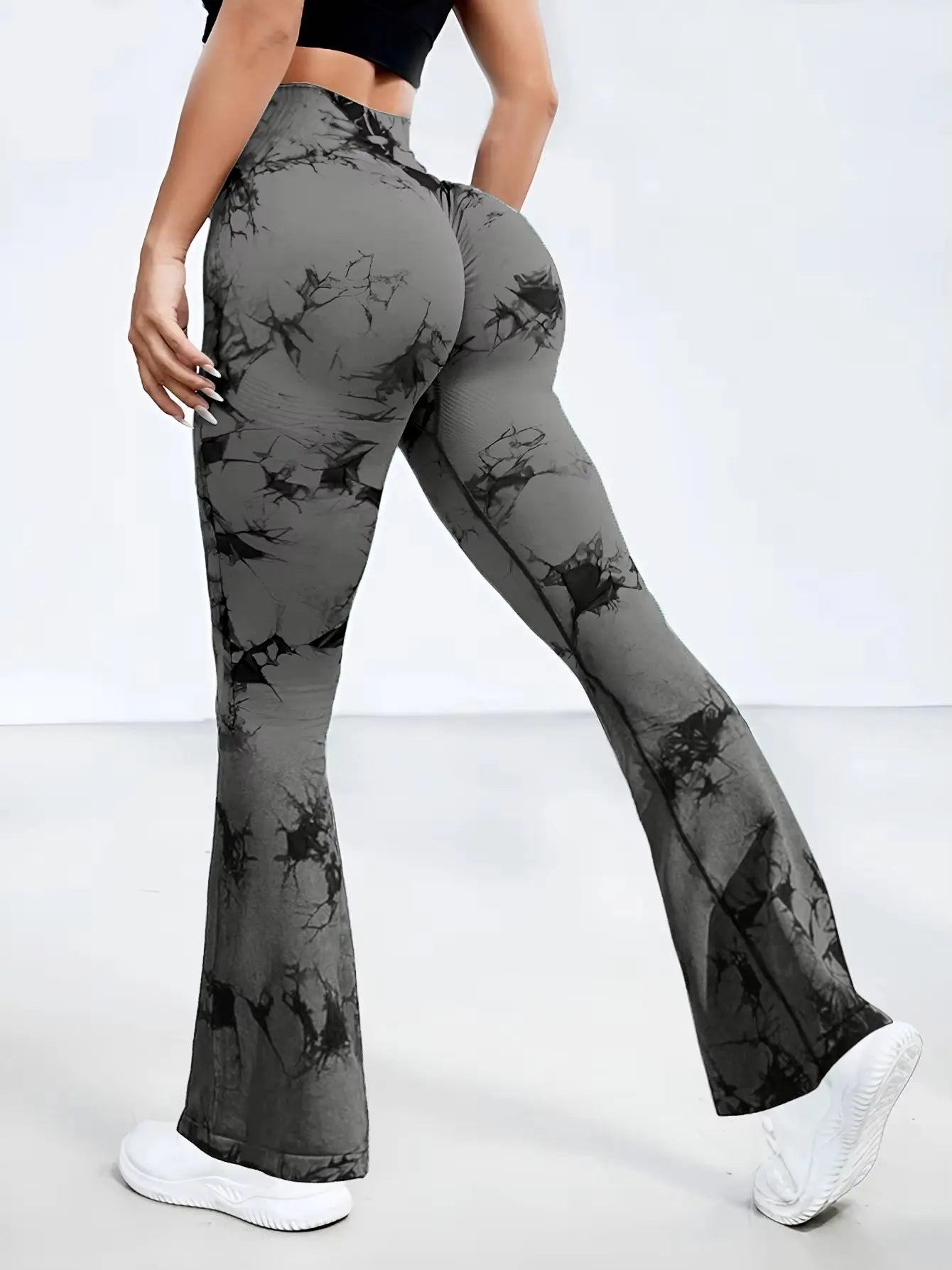 Trendy High-Waisted Tie-Dye Flare Pants for Women - Perfect for Casual Sports and Fitness!