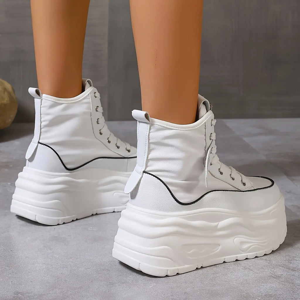 Women’s Rhinestone Butterfly Sneakers – High-Top Lace-Up Platform Preppy Shoes NNOS