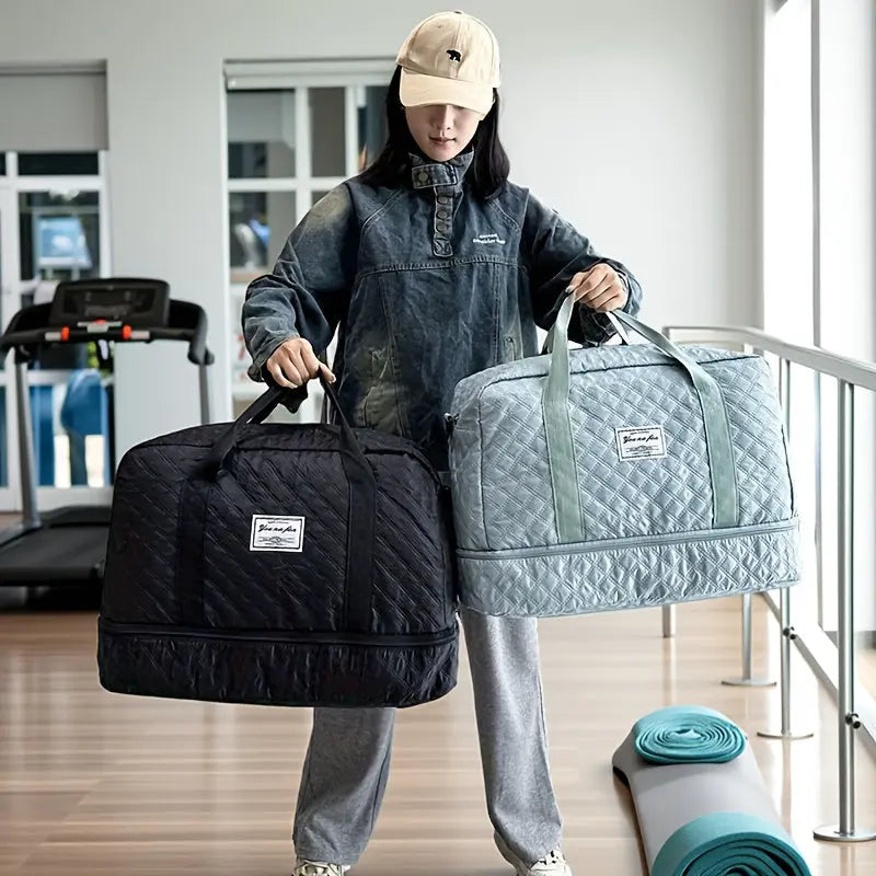 Quilted Fitness Travel Bag – Multi-Pocket Design with Shoe Compartment NNOS