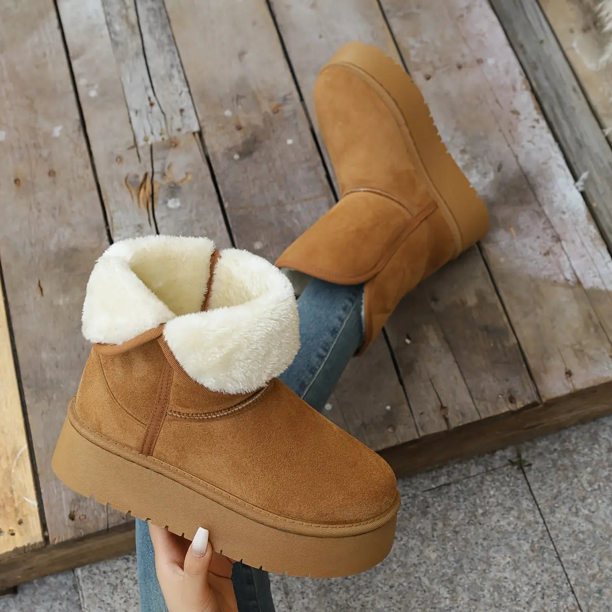 Women’s Winter Mid-Calf Boots – Warm Lined, Slip-Resistant Sole Snow Footwear NNOS