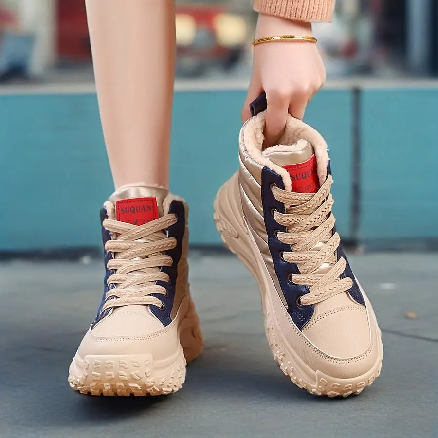 Women’s Warm Ankle Boots – High-Top Winter Sneakers with Pineapple Sole NNOS