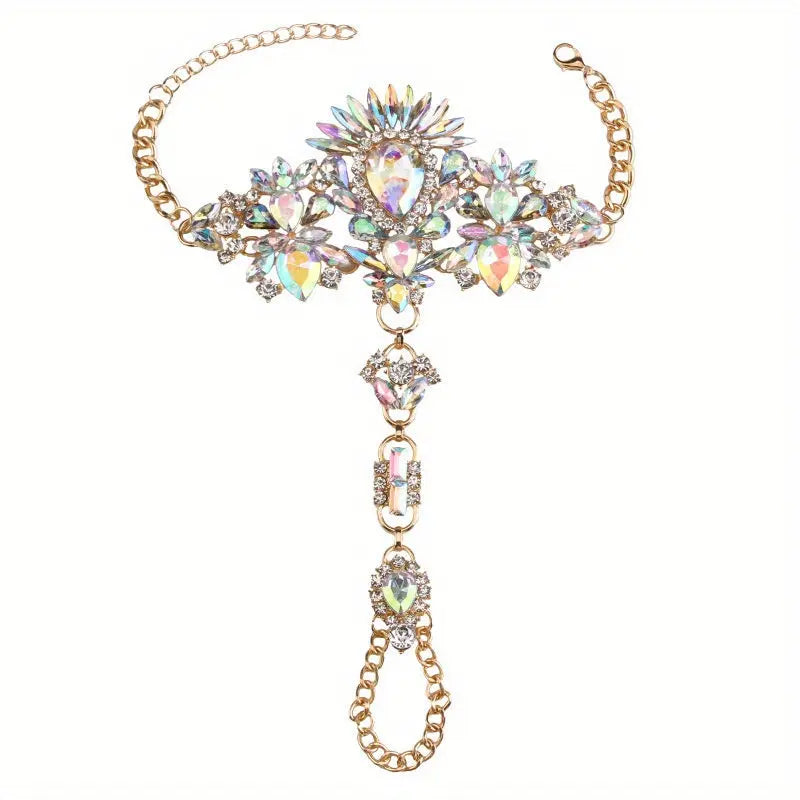Boho Chic Colorful Crystal Toe Ring Anklet – Trendy Beach & Seaside Jewelry NNOS