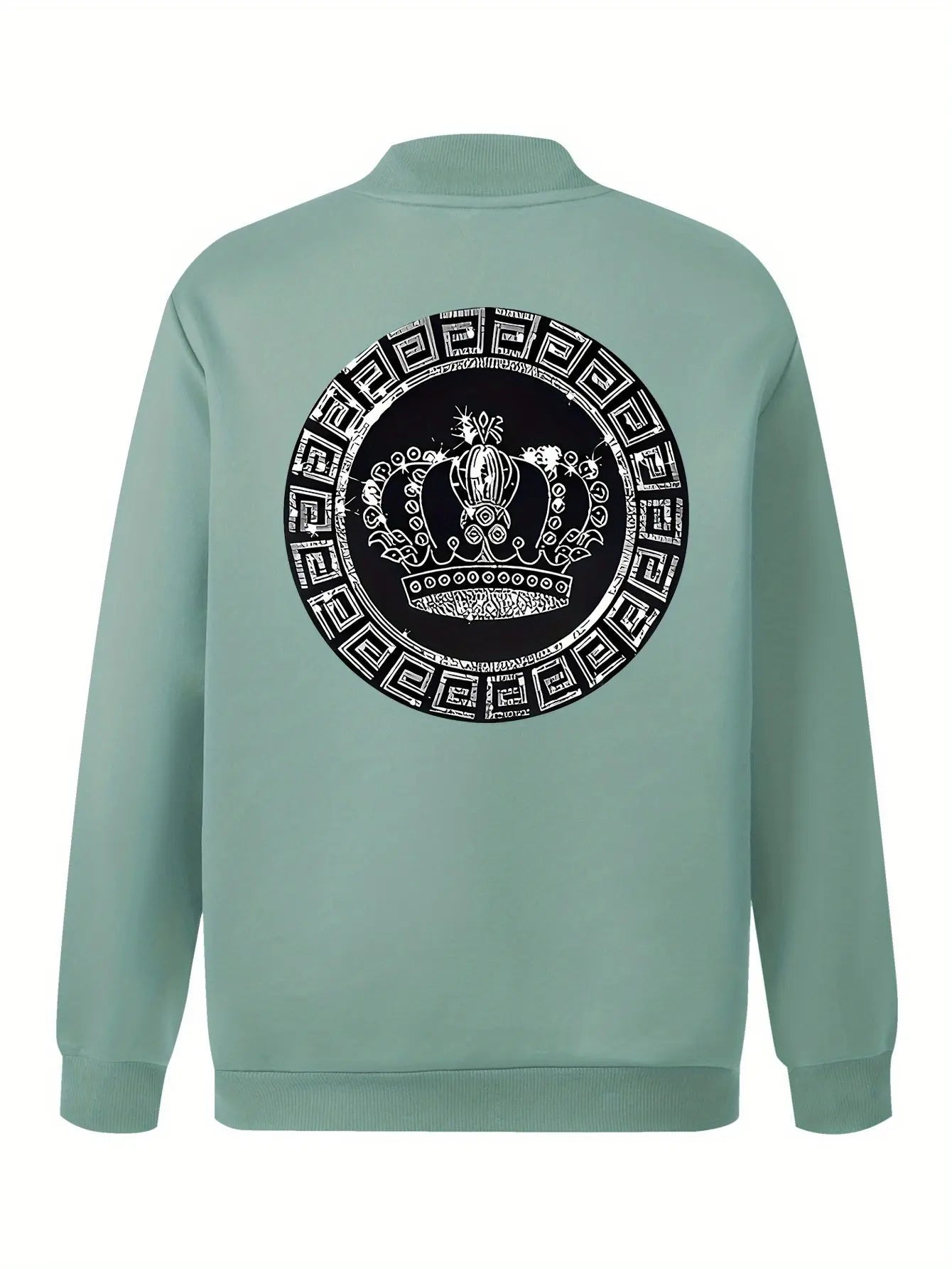 Women’s Crown Print Baseball Jacket – Lightweight Zip-Up Casual Streetwear NNOS