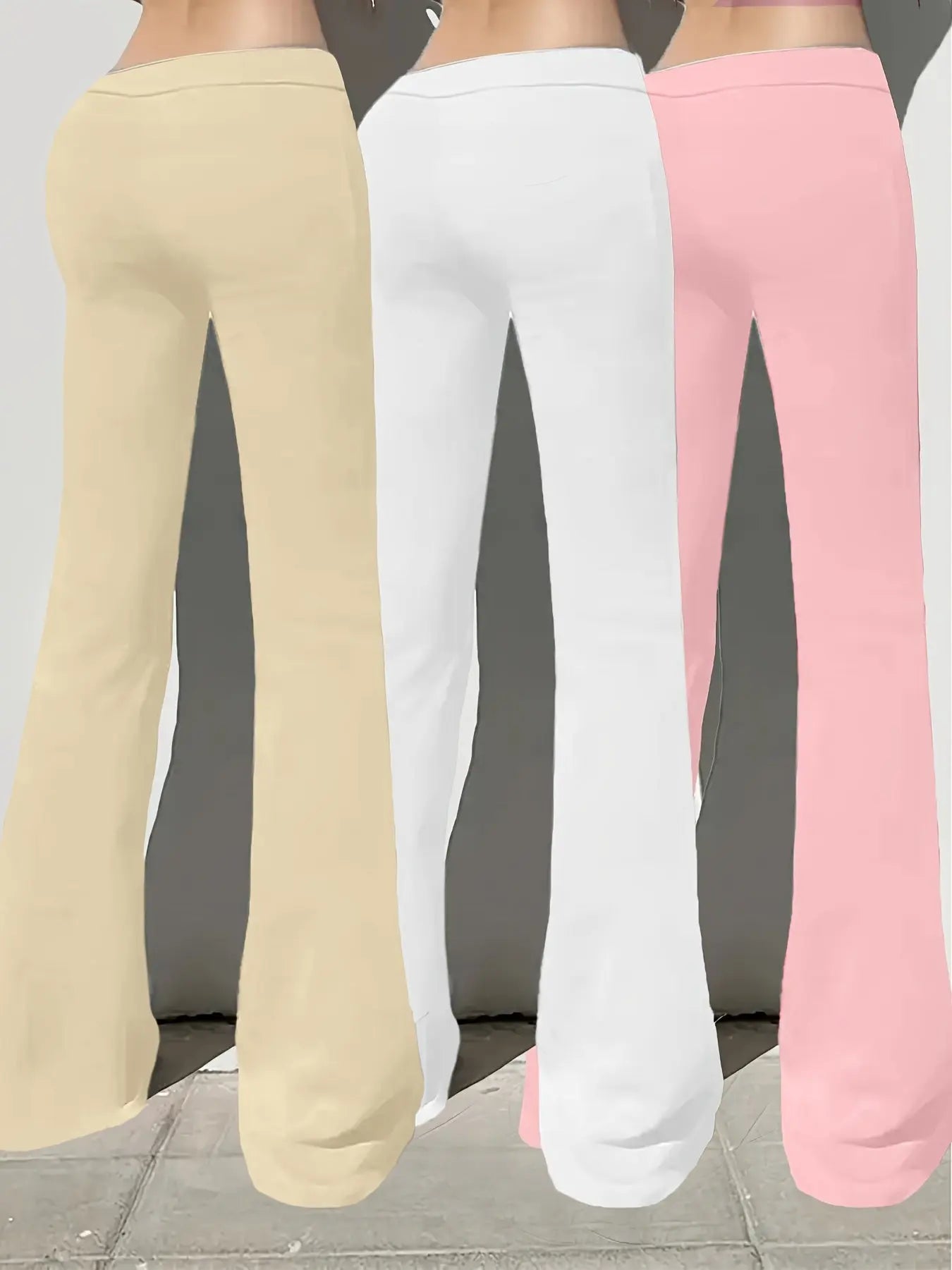 European and American Women's Straight-Leg Flare Pants Classic Personality English Text Print Long Pants 3pcs Set NNOS