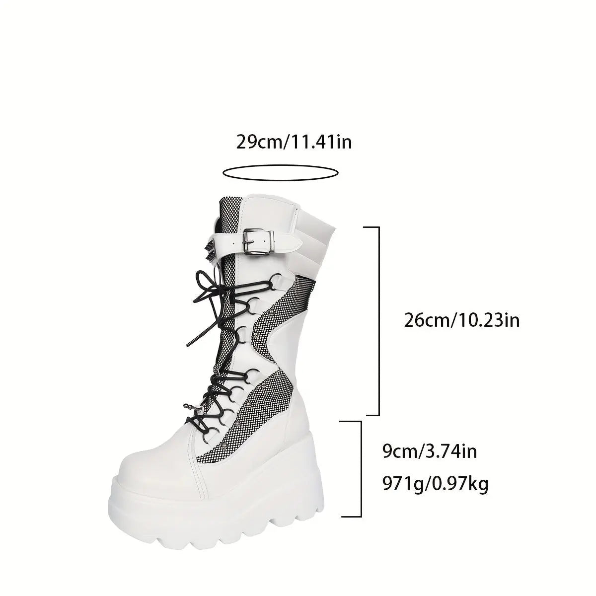 Women’s Y2K Gothic Motorcycle Boots – Platform Lace-Up Punk Style with Buckles NNOS