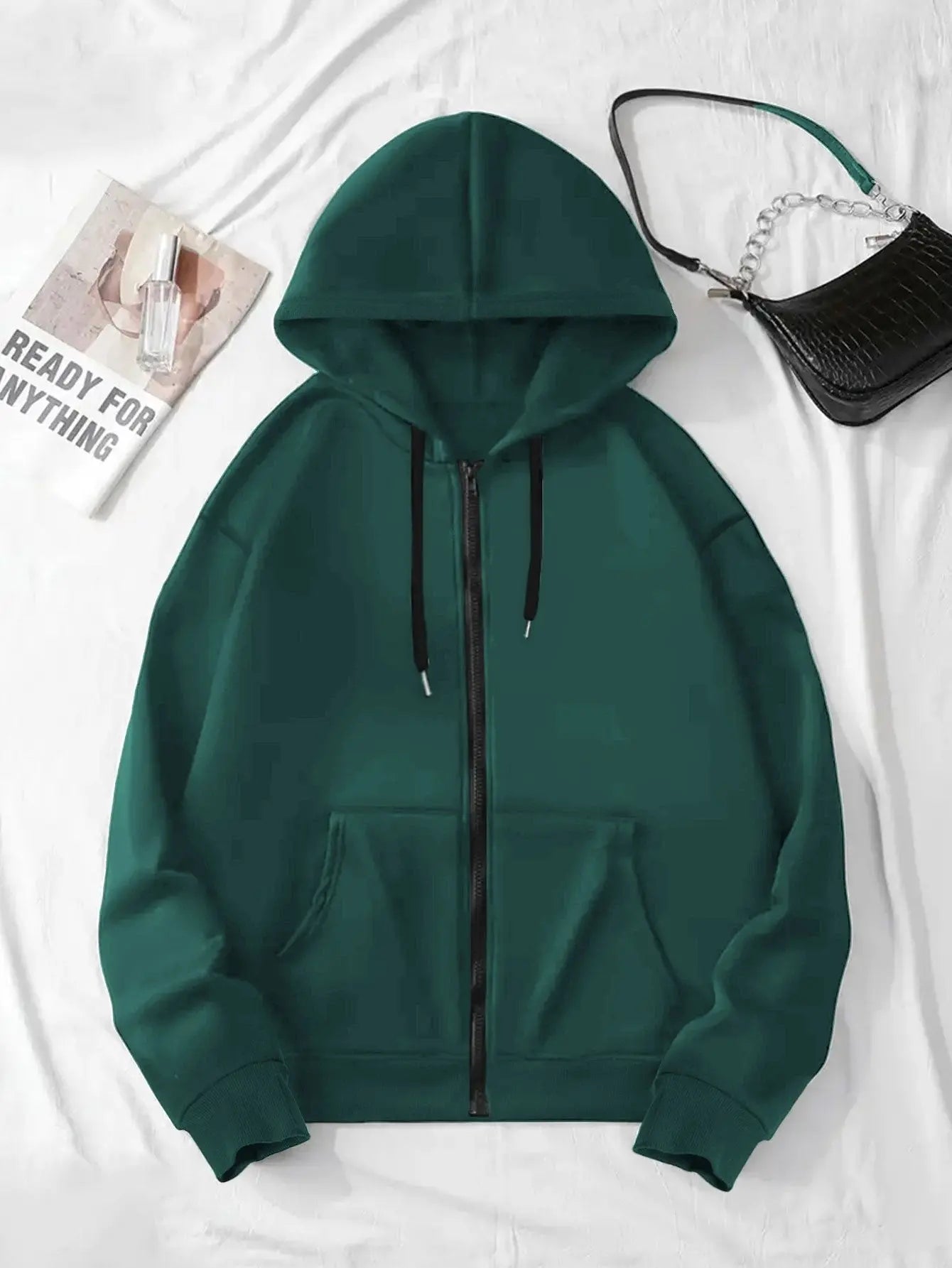 Women’s Pink "EMPORIO" Hoodie – Vibrant Zip-Up Sweatshirt with Three-Stripes NNOS