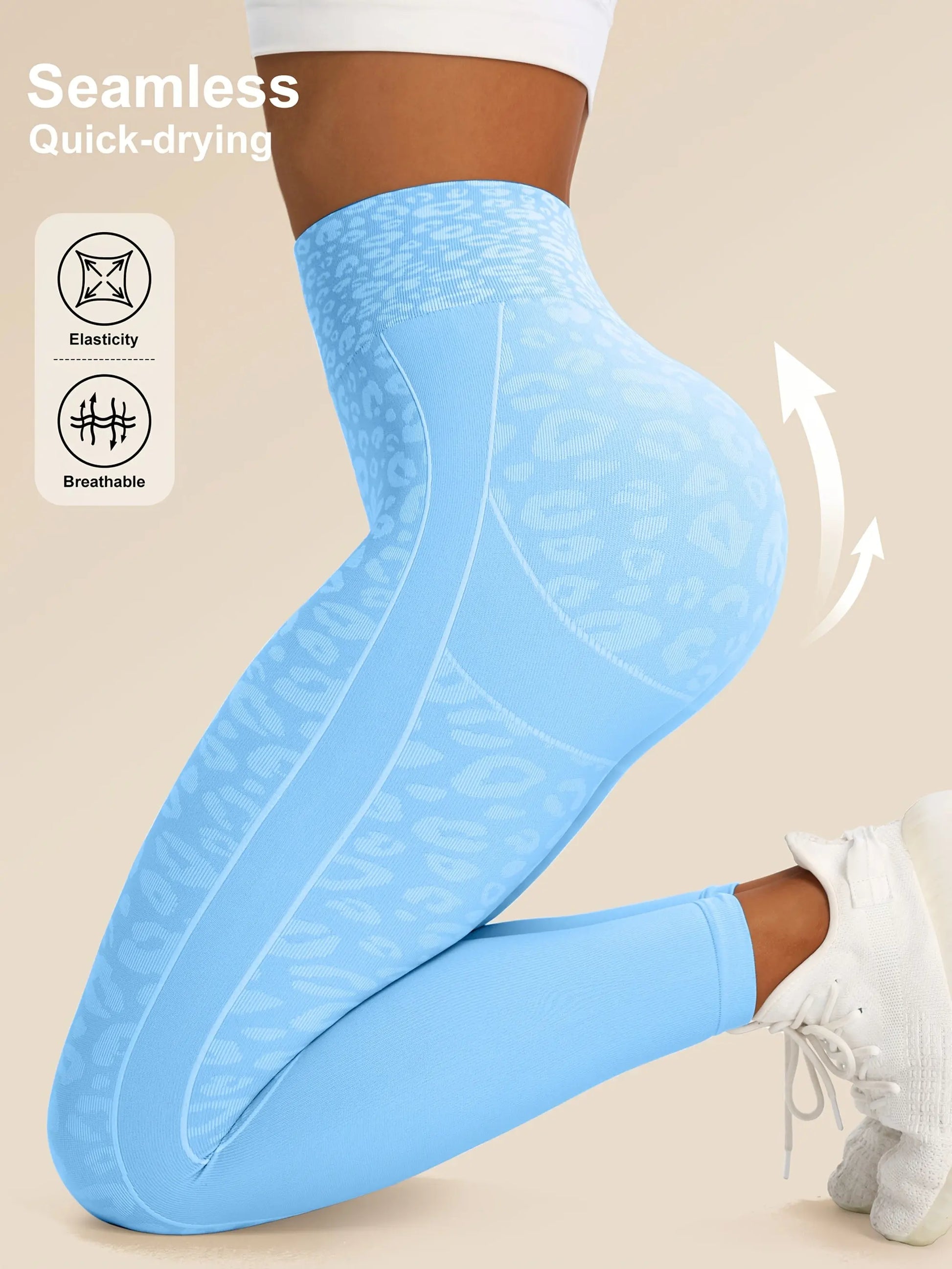 Women’s High-Waist Leopard Yoga Leggings – Seamless Quick-Dry Stretch Pants NNOS