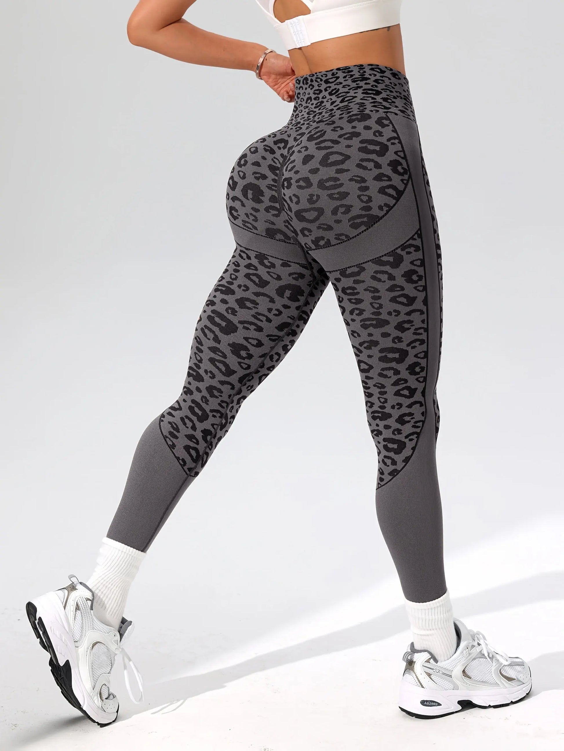 Women’s High-Waist Leopard Yoga Leggings – Seamless Quick-Dry Stretch Pants NNOS