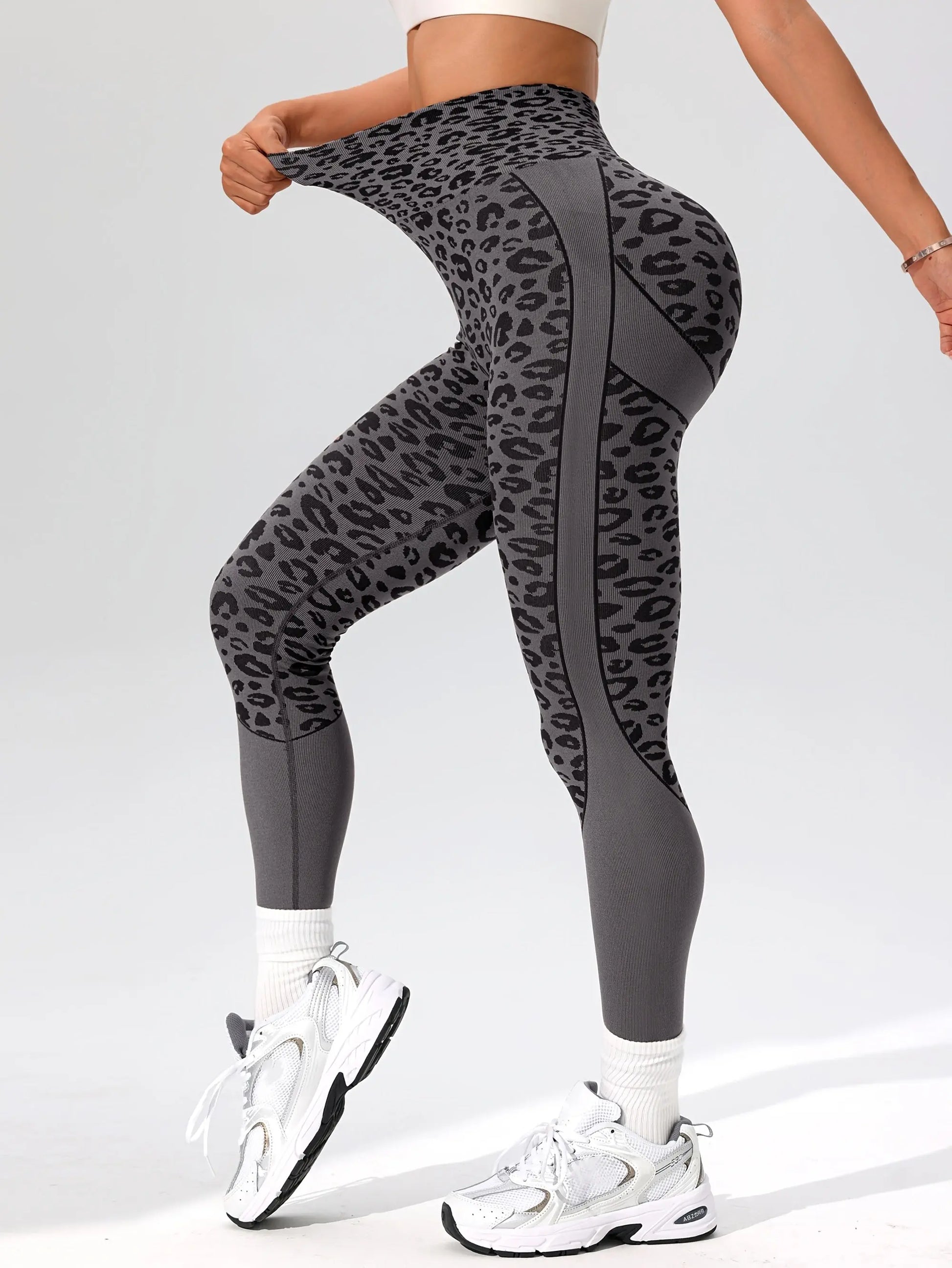 Women’s High-Waist Leopard Yoga Leggings – Seamless Quick-Dry Stretch Pants NNOS
