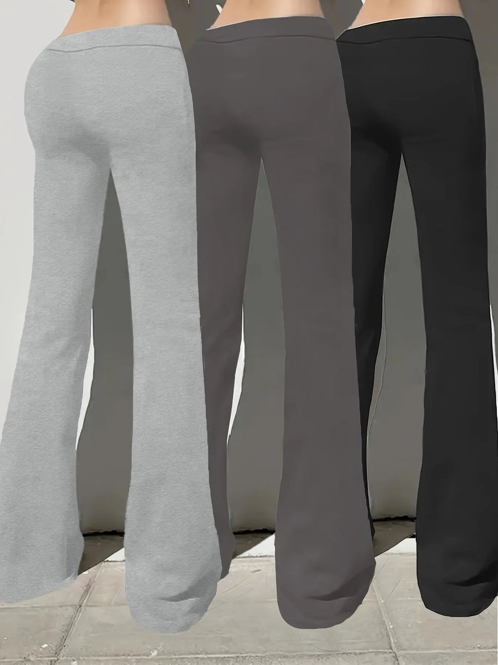 European and American Women's Straight-Leg Flare Pants Classic Personality English Text Print Long Pants 3pcs Set NNOS