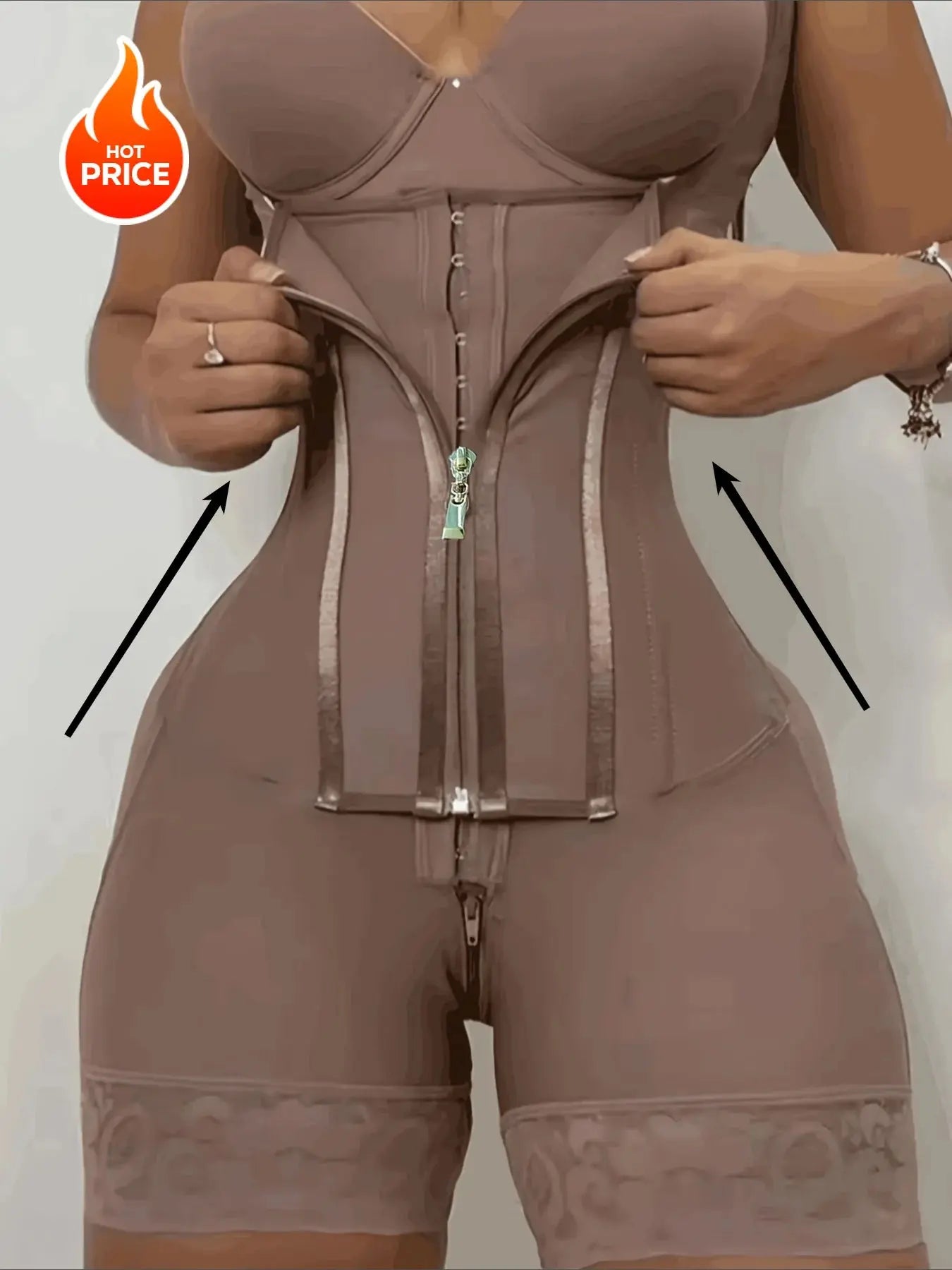 Women's Lace-Trimmed Shapewear Bodysuit - Tummy Control Corset with Adjustable Straps & Zipper, Black, Comfortable NNOS