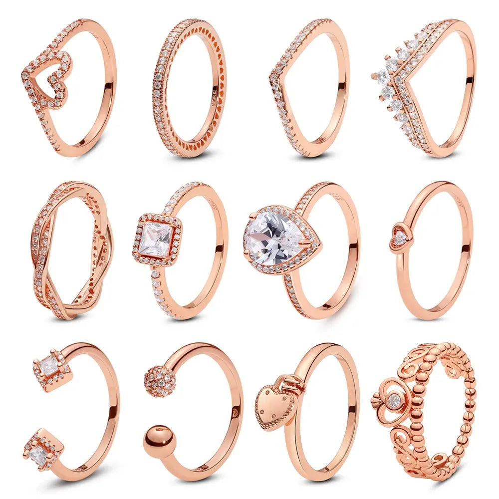 925 Sterling Silver Infinity Heart Ring – Rose Gold Crystal Engagement & Wedding Jewelry for Women NNOS