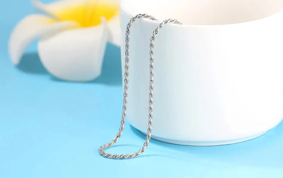 ORSA JEWELS Italian 925 Sterling Silver Diamond-Cut Rope Chain Necklace 18K Gold Plated Necklaces Chains for Women Jewelry SC29 NNOS