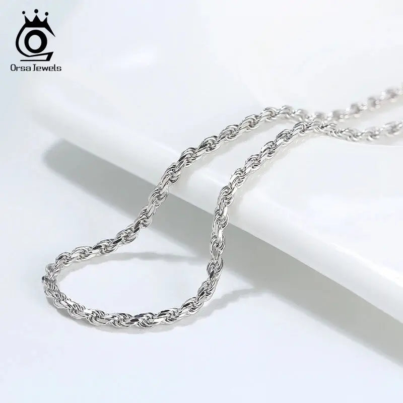 ORSA JEWELS Italian 925 Sterling Silver Diamond-Cut Rope Chain Necklace 18K Gold Plated Necklaces Chains for Women Jewelry SC29 NNOS