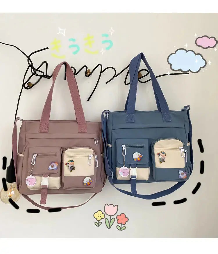 Waterproof Nylon Canvas Shoulder Bag – Stylish Japanese-Inspired Crossbody Satchel for Women, Girls & Students NNOS