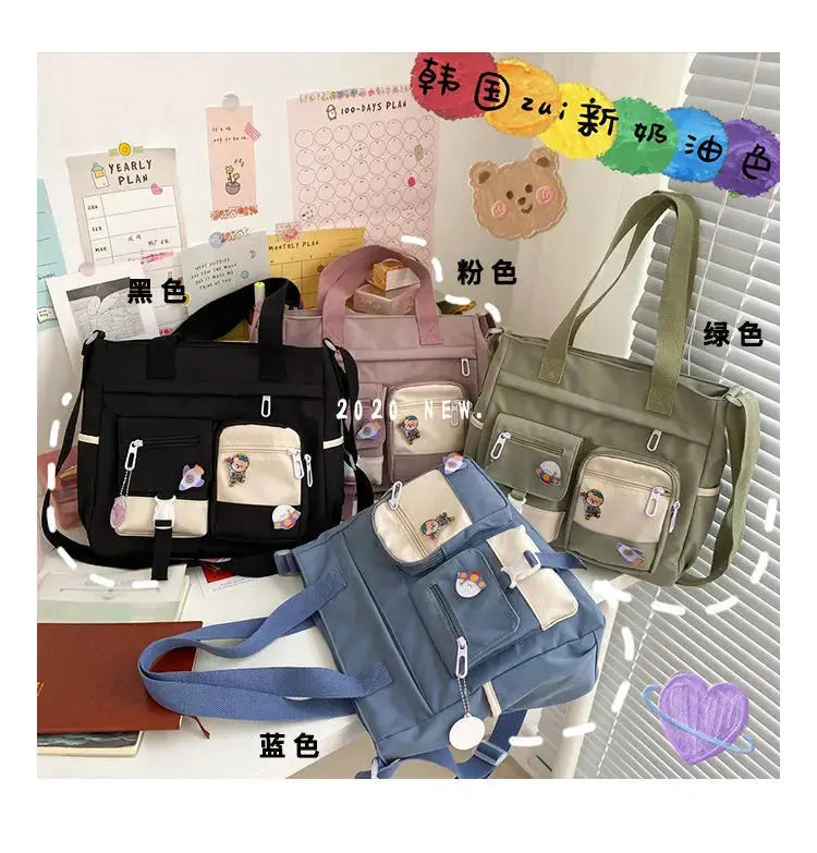 Waterproof Nylon Canvas Shoulder Bag – Stylish Japanese-Inspired Crossbody Satchel for Women, Girls & Students NNOS