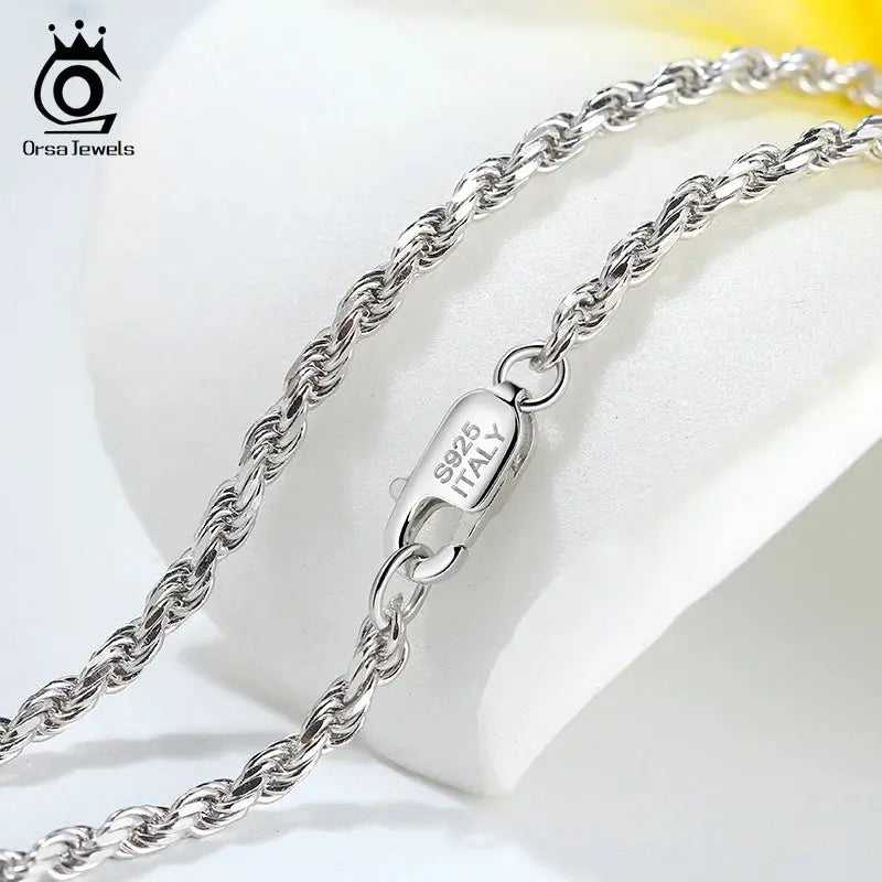 ORSA JEWELS Italian 925 Sterling Silver Diamond-Cut Rope Chain Necklace 18K Gold Plated Necklaces Chains for Women Jewelry SC29 NNOS
