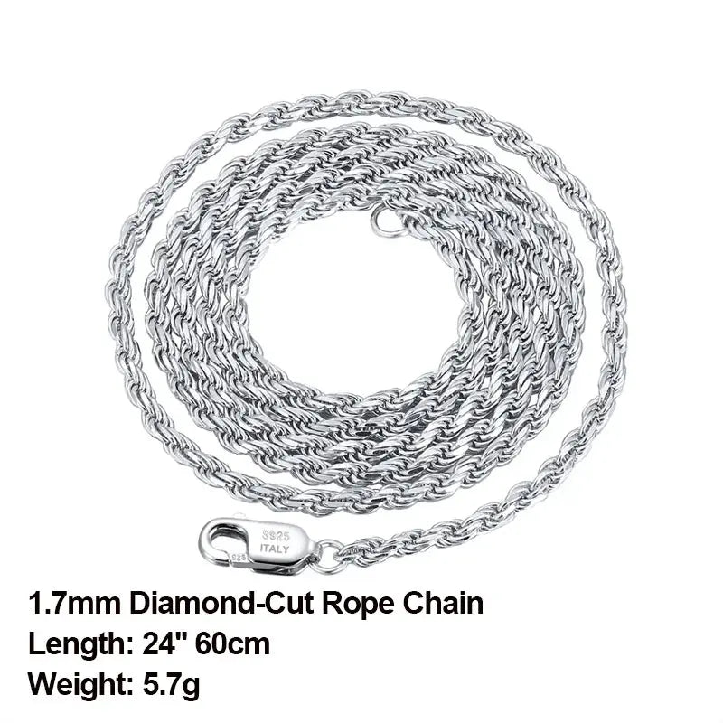ORSA JEWELS Italian 925 Sterling Silver Diamond-Cut Rope Chain Necklace 18K Gold Plated Necklaces Chains for Women Jewelry SC29 NNOS