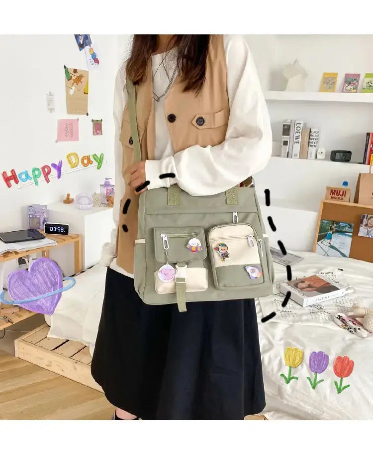 Waterproof Nylon Canvas Shoulder Bag – Stylish Japanese-Inspired Crossbody Satchel for Women, Girls & Students NNOS