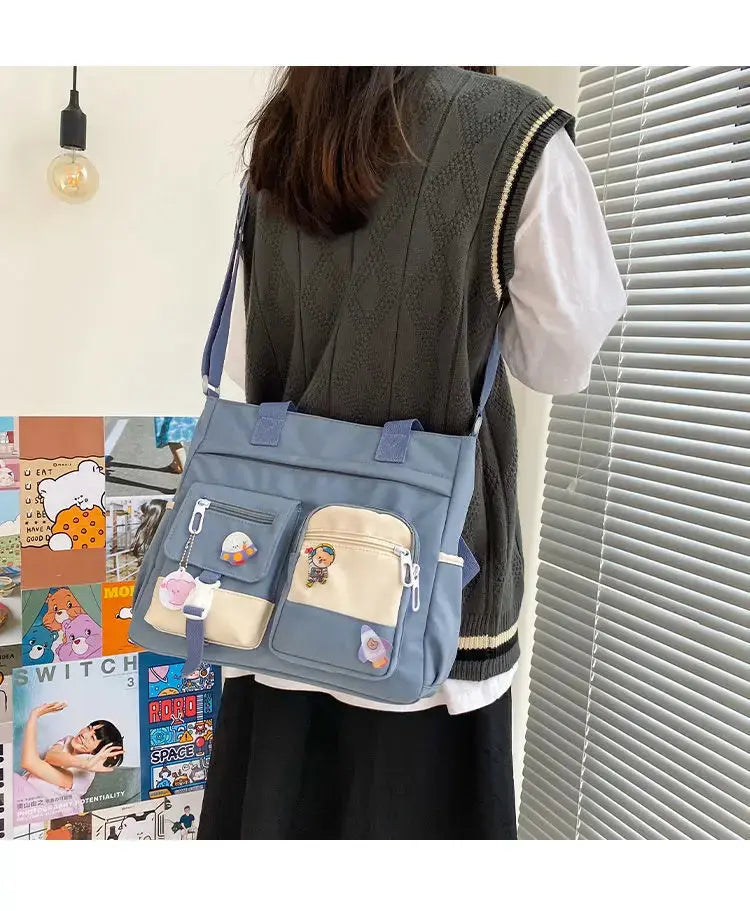 Waterproof Nylon Canvas Shoulder Bag – Stylish Japanese-Inspired Crossbody Satchel for Women, Girls & Students NNOS