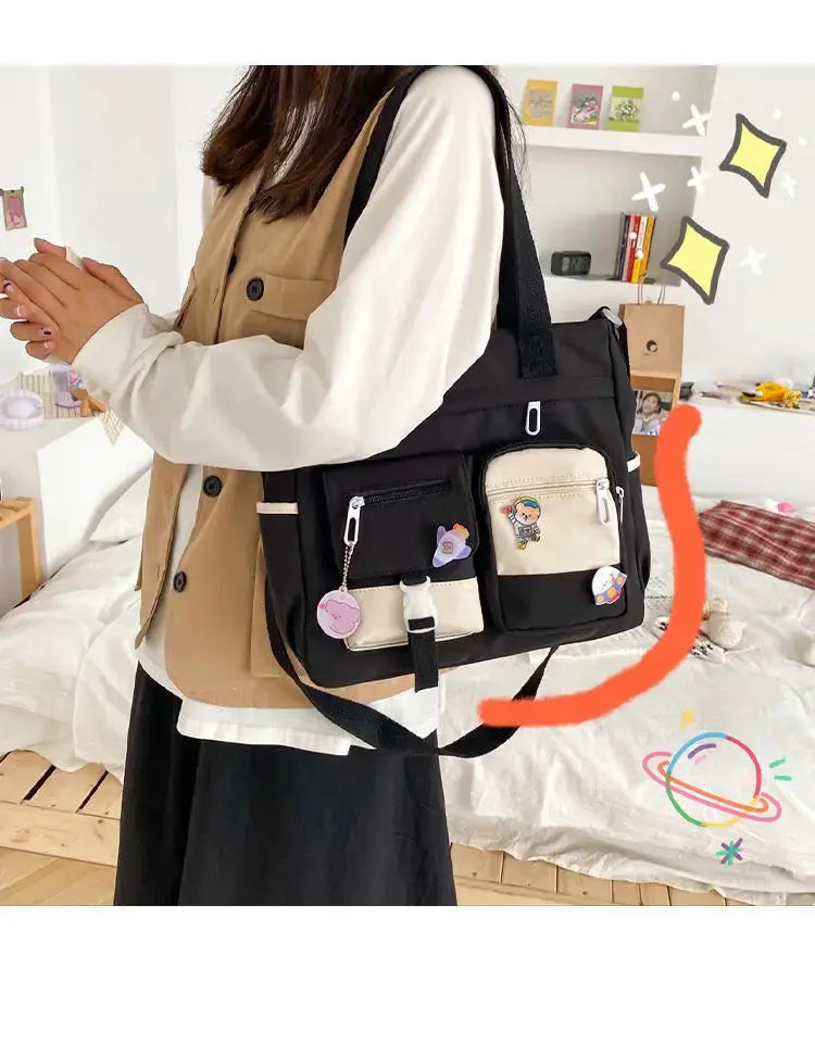Waterproof Nylon Canvas Shoulder Bag – Stylish Japanese-Inspired Crossbody Satchel for Women, Girls & Students NNOS