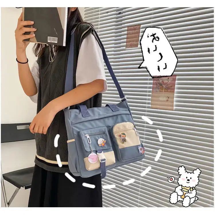 Waterproof Nylon Canvas Shoulder Bag – Stylish Japanese-Inspired Crossbody Satchel for Women, Girls & Students NNOS