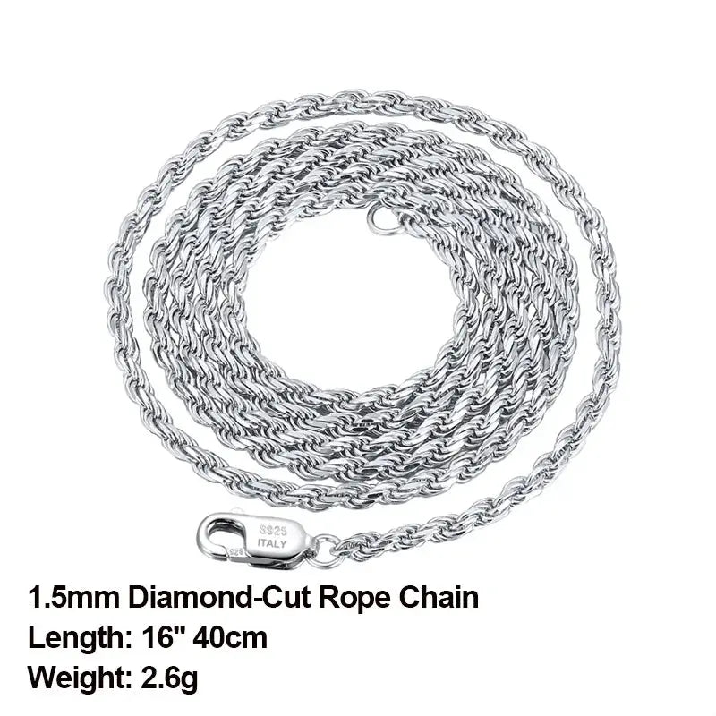 ORSA JEWELS Italian 925 Sterling Silver Diamond-Cut Rope Chain Necklace 18K Gold Plated Necklaces Chains for Women Jewelry SC29 NNOS