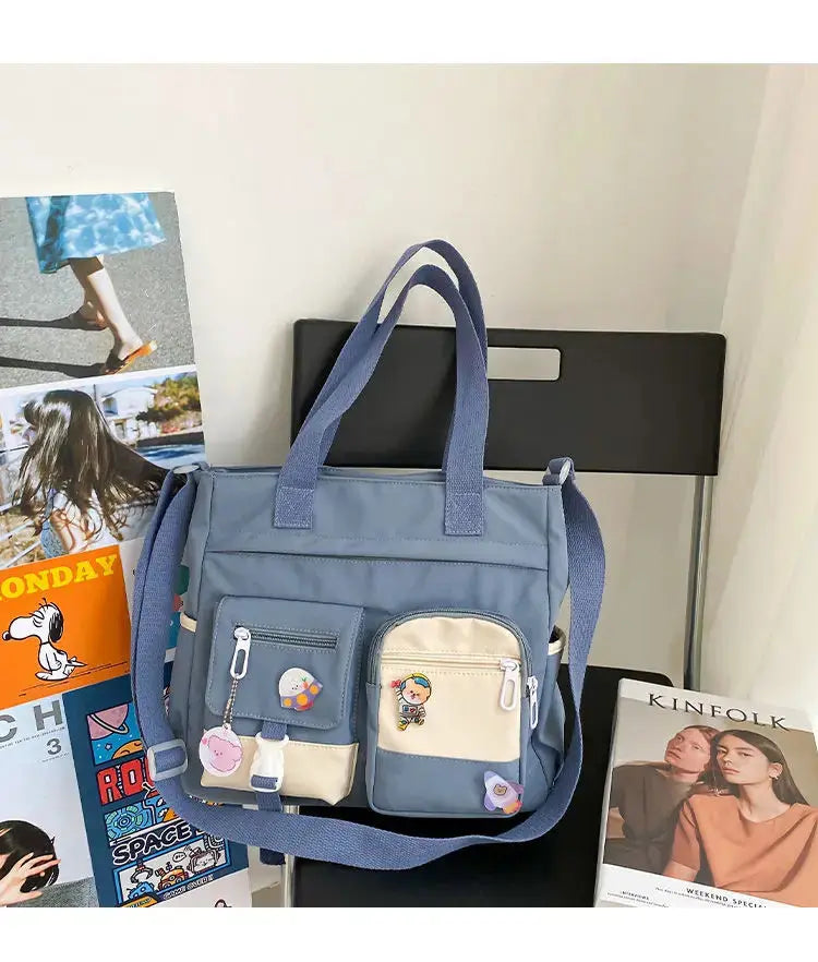 Waterproof Nylon Canvas Shoulder Bag – Stylish Japanese-Inspired Crossbody Satchel for Women, Girls & Students NNOS