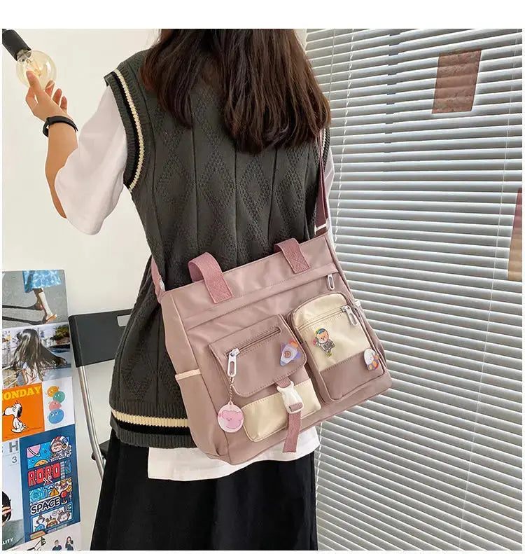 Waterproof Nylon Canvas Shoulder Bag – Stylish Japanese-Inspired Crossbody Satchel for Women, Girls & Students NNOS