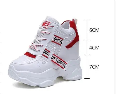 Women Sneakers Summer Spring Platform Shoes Korean 10cm Hidden Heel Fashion Wedges Trainers Casual Shoes Woman Chaussure Femme NNOS