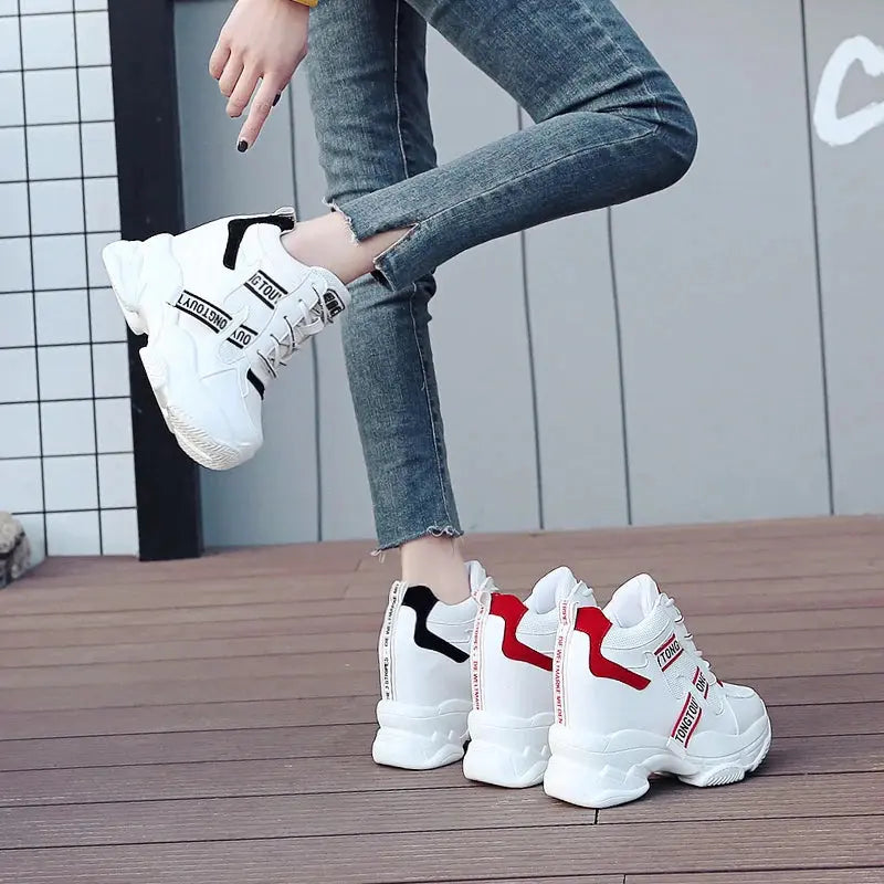 Women Sneakers Summer Spring Platform Shoes Korean 10cm Hidden Heel Fashion Wedges Trainers Casual Shoes Woman Chaussure Femme NNOS