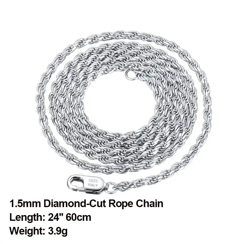 ORSA JEWELS Italian 925 Sterling Silver Diamond-Cut Rope Chain Necklace 18K Gold Plated Necklaces Chains for Women Jewelry SC29 NNOS