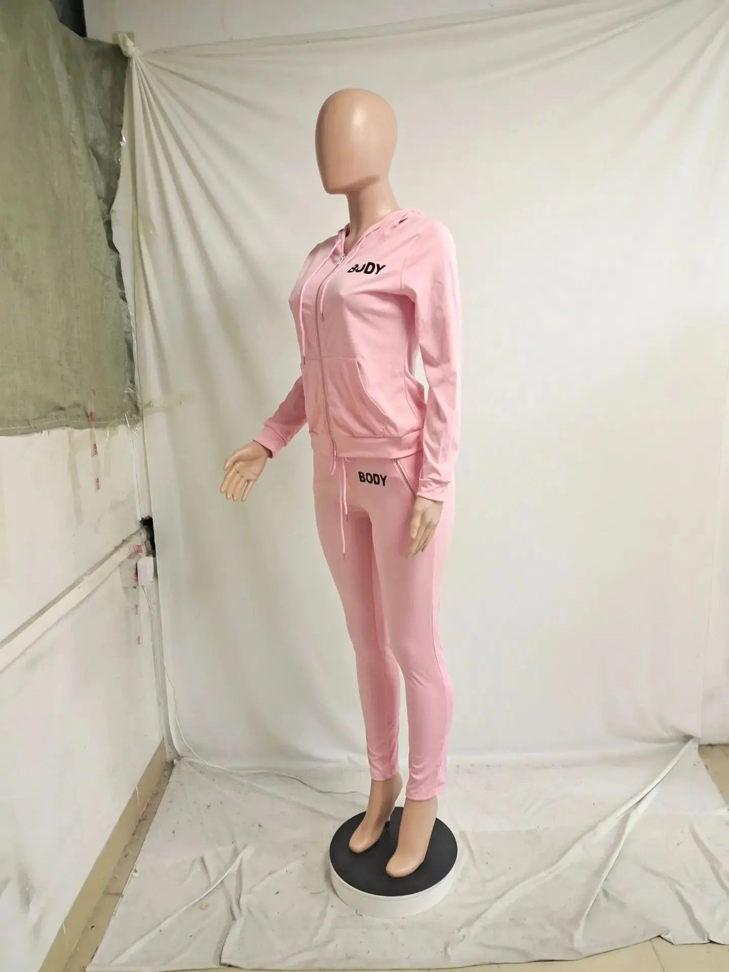 Women's Spring Winter 2 Piece Set Zipper Fly Hoodie And Pants Outfit High Stretch Polyester Spandex Body Letter Tracksuit Sweatsuit NNOS