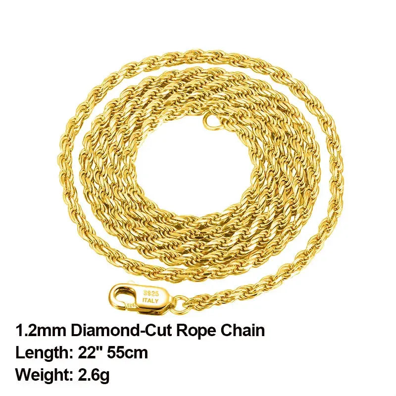 ORSA JEWELS Italian 925 Sterling Silver Diamond-Cut Rope Chain Necklace 18K Gold Plated Necklaces Chains for Women Jewelry SC29 NNOS