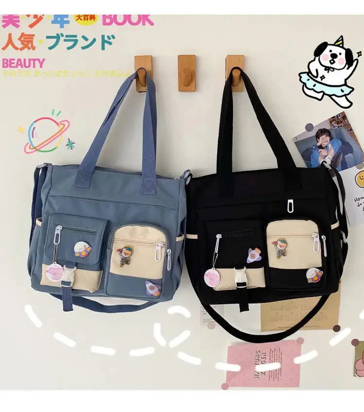 Waterproof Nylon Canvas Shoulder Bag – Stylish Japanese-Inspired Crossbody Satchel for Women, Girls & Students NNOS