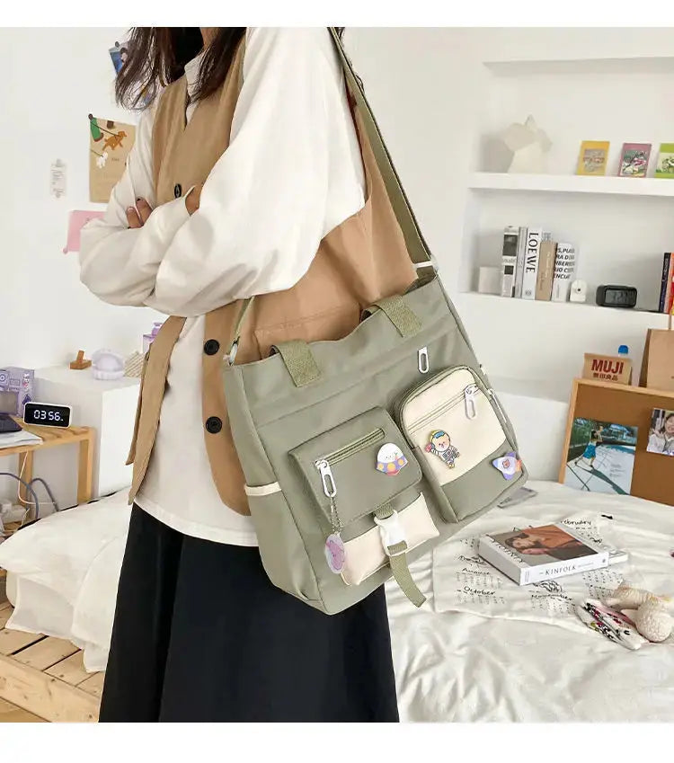 Waterproof Nylon Canvas Shoulder Bag – Stylish Japanese-Inspired Crossbody Satchel for Women, Girls & Students NNOS
