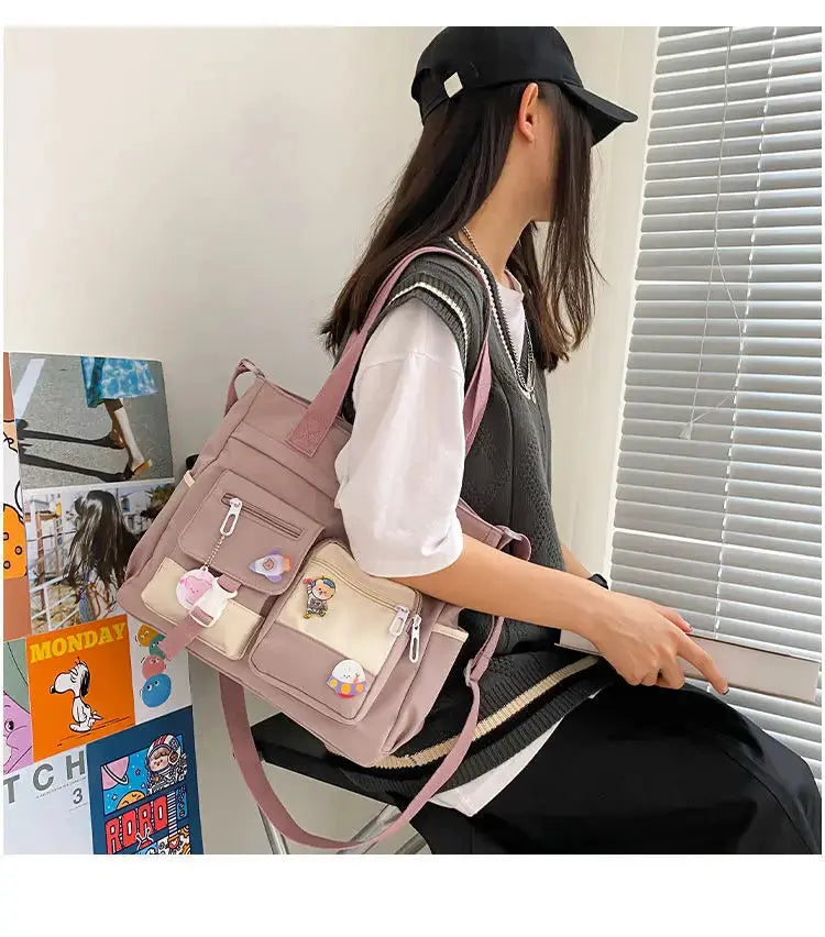 Waterproof Nylon Canvas Shoulder Bag – Stylish Japanese-Inspired Crossbody Satchel for Women, Girls & Students NNOS