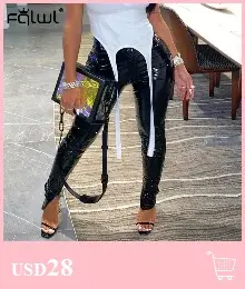 FQLWL Women's High-Waisted Faux Leather Leggings – Sexy Bodycon Black PU Pants for Casual, Winter, or Summer Wear NNOS