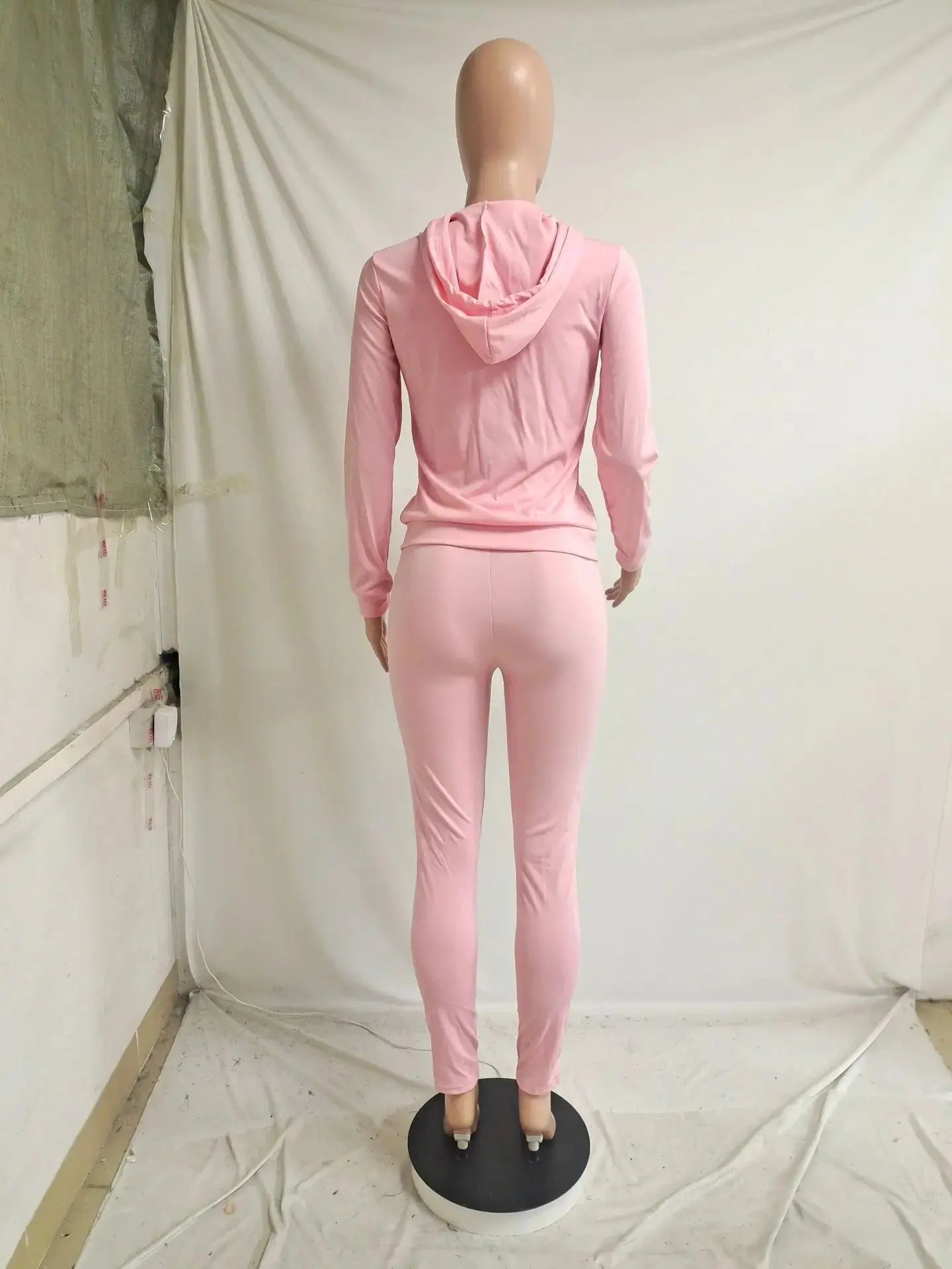 Women's Spring Winter 2 Piece Set Zipper Fly Hoodie And Pants Outfit High Stretch Polyester Spandex Body Letter Tracksuit Sweatsuit NNOS