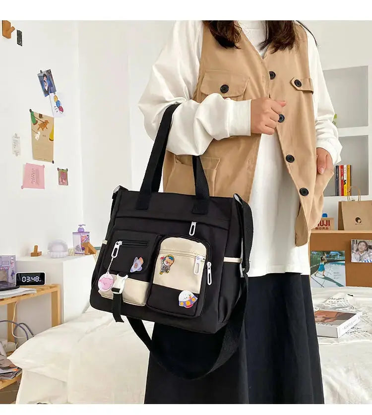 Waterproof Nylon Canvas Shoulder Bag – Stylish Japanese-Inspired Crossbody Satchel for Women, Girls & Students NNOS
