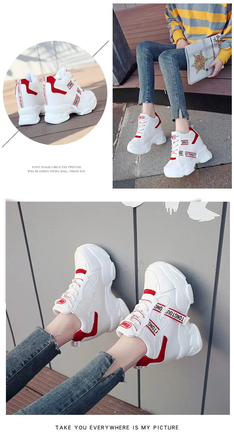 Women Sneakers Summer Spring Platform Shoes Korean 10cm Hidden Heel Fashion Wedges Trainers Casual Shoes Woman Chaussure Femme NNOS
