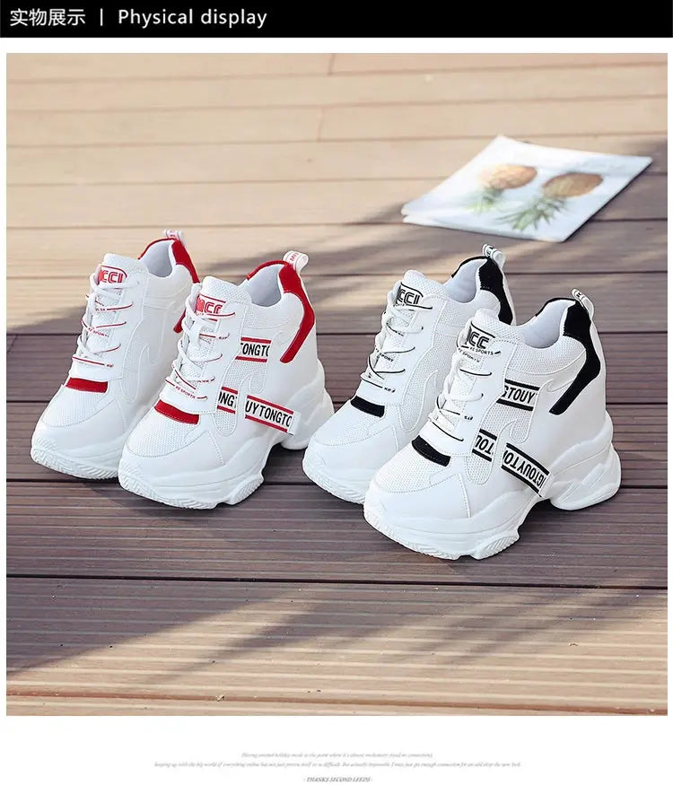 Women Sneakers Summer Spring Platform Shoes Korean 10cm Hidden Heel Fashion Wedges Trainers Casual Shoes Woman Chaussure Femme NNOS
