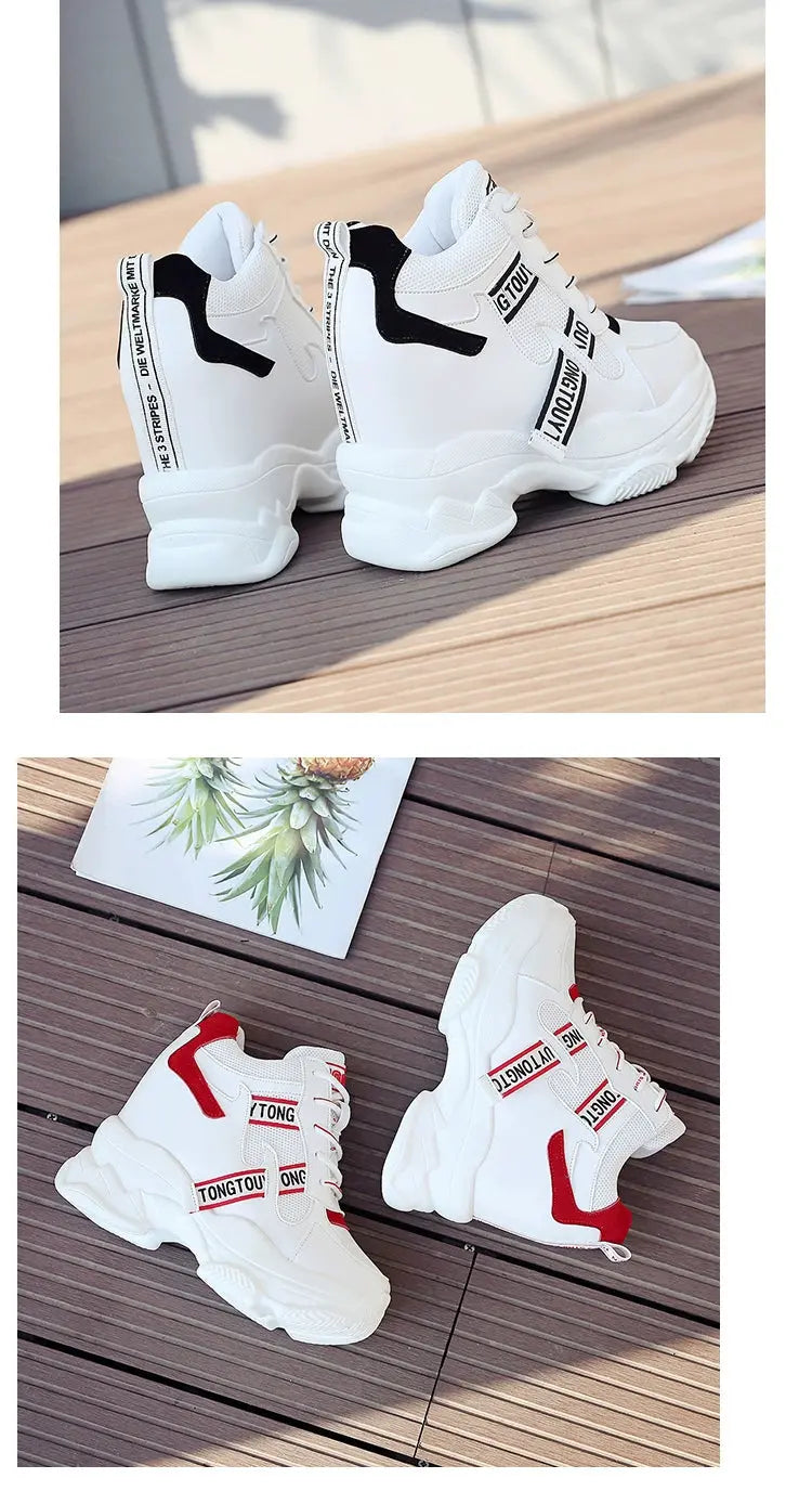 Women Sneakers Summer Spring Platform Shoes Korean 10cm Hidden Heel Fashion Wedges Trainers Casual Shoes Woman Chaussure Femme NNOS