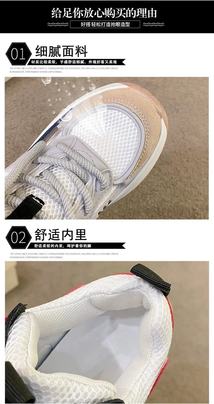 10CM Genuine Leather Platform Wedge Fashion Women Spring Summer Comfy Breathable Autumn Chunky Sneakers Vulcanize Shoes NNOS