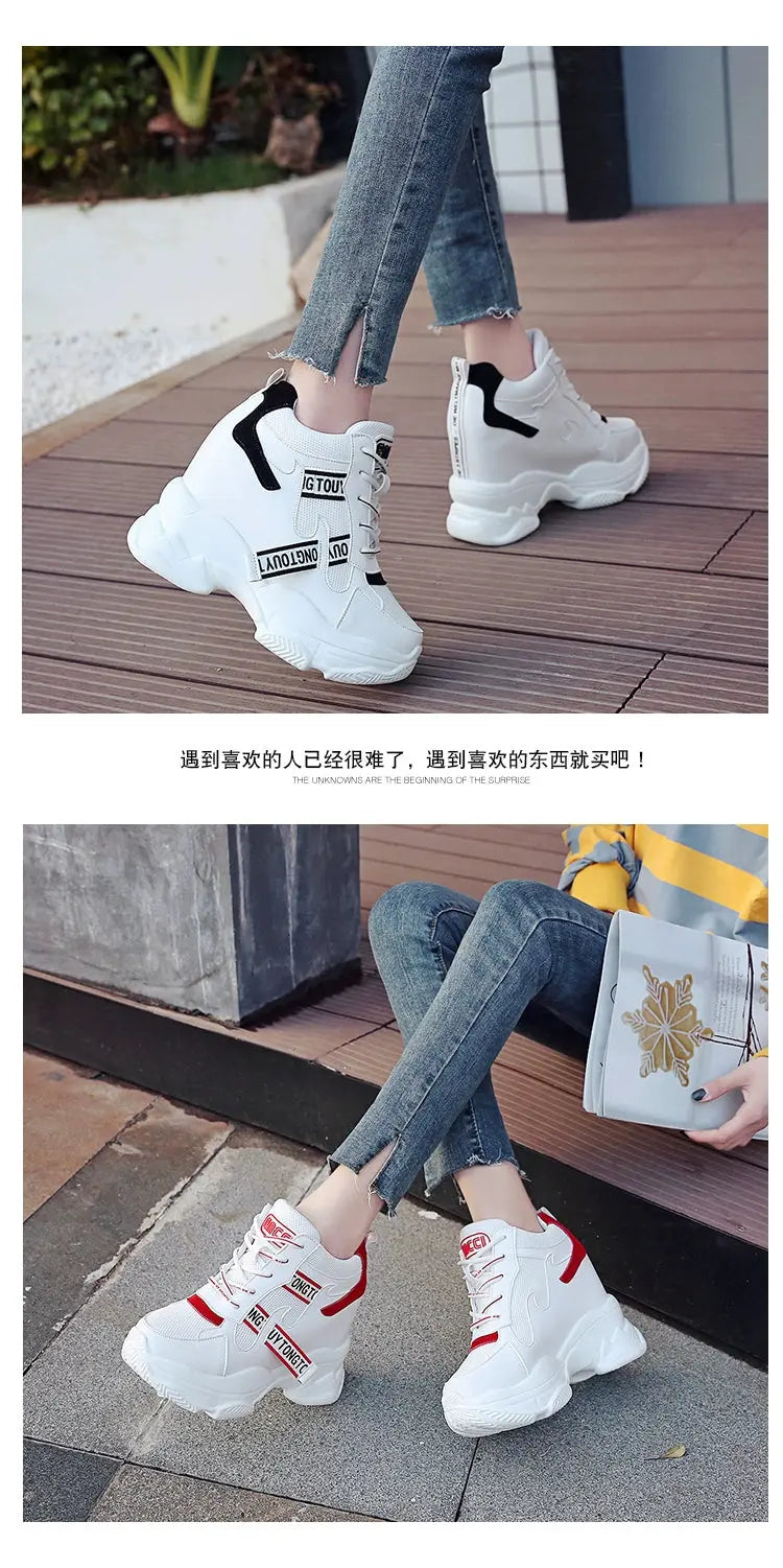 Women Sneakers Summer Spring Platform Shoes Korean 10cm Hidden Heel Fashion Wedges Trainers Casual Shoes Woman Chaussure Femme NNOS