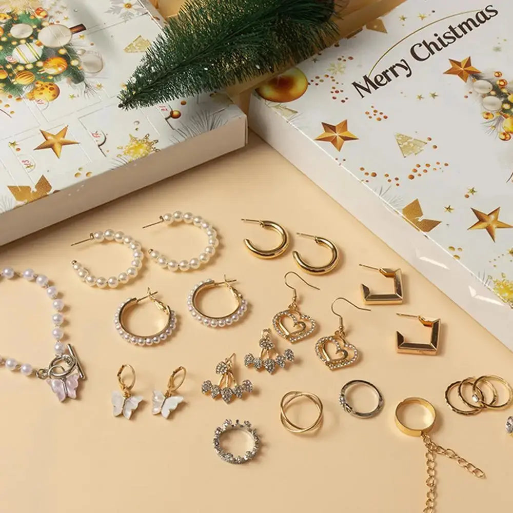Christmas DIY Bracelet Gift Box Holiday Calendar Earrings Necklace Jewelry Handmade Beaded Set Christmas Countdown Calendar NNOS
