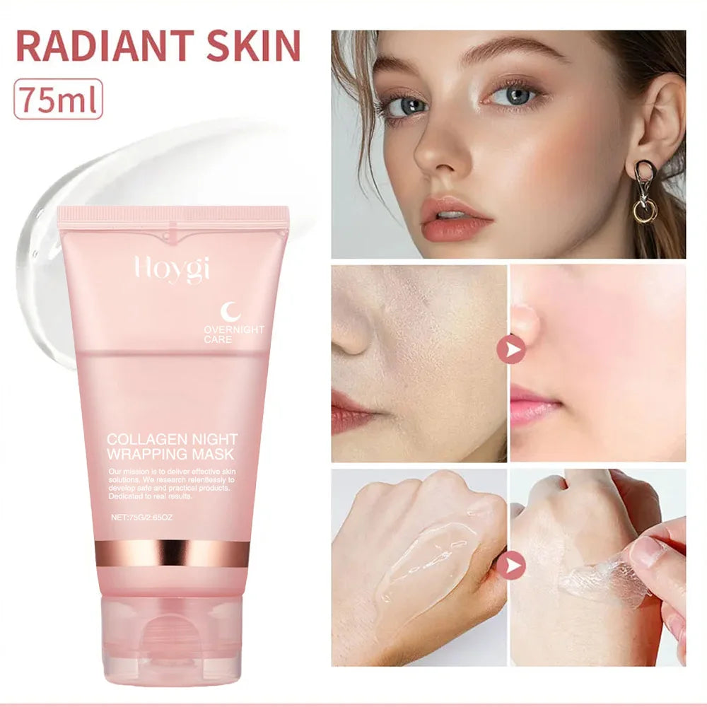 Collagen Overnight Wrapping Peel Off Facial Mask Set Korean Collagen Night Wrapping Mask Deeply Hydrates Night Care Mask Cream NNOS