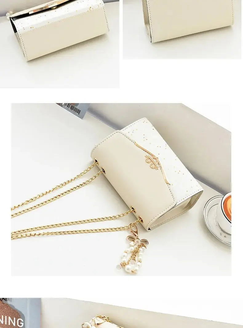 Glam Chic Mini Crossbody Bag – Sparkling Sequin Square Design with Tassel Charm, Stylish PU Shoulder Purse for Women & Girls NNOS